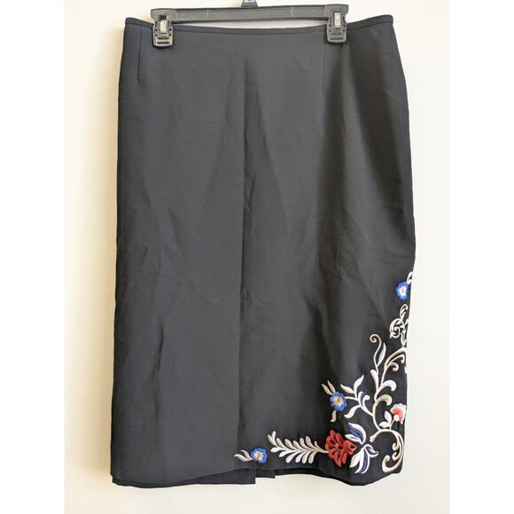 TAHARI Arthur S. Levine Women's Pencil Skirt Black/Multi Floral Embroidered 18 - Picture 2 of 12